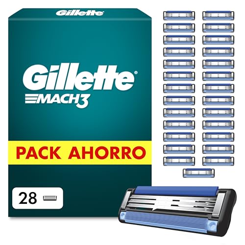 Gillette Mach3 Base Cuchillas de Afeitar Hombre, Pack de 28