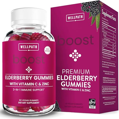 36% off - WellPath Boost Elderberry Gummies with Zinc & Vitamin C | Immune Support Supplement for Adults |...