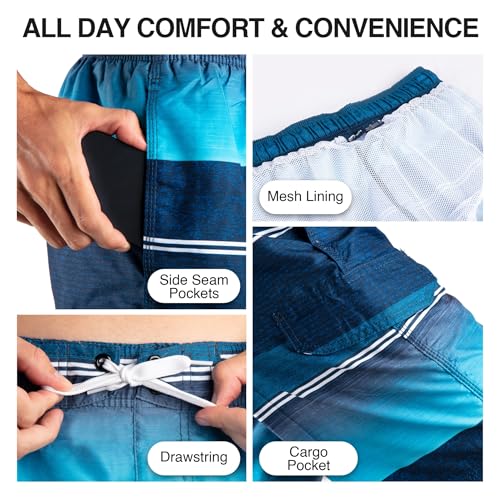 Image of Kanu Surf Men's Big Viper Extended Size Stripe Swim Trunk