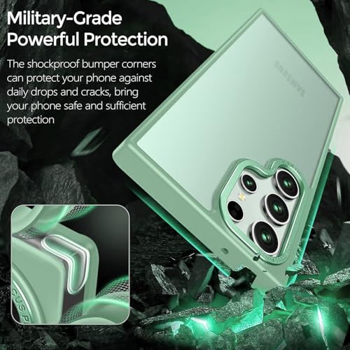 Image of DIZORO Polycarbonate Matte Case for Samsung S25 Ultra 5G Translucent Frosted Hard Back Phone Case Anti-Fingerprint Anti-Slip Shockproof Protective Case Cover for Samsung Galaxy S25 Ultra 5G Green