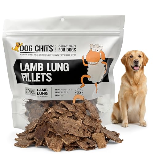 Dog Chits Lamb Lung Fillets Dog and Puppy Treats - Low Fat, High Protein Single Ingredient Dog Treat - Easy to Break Slices - Great for Training - Made in USA, Large 10 oz. Bag