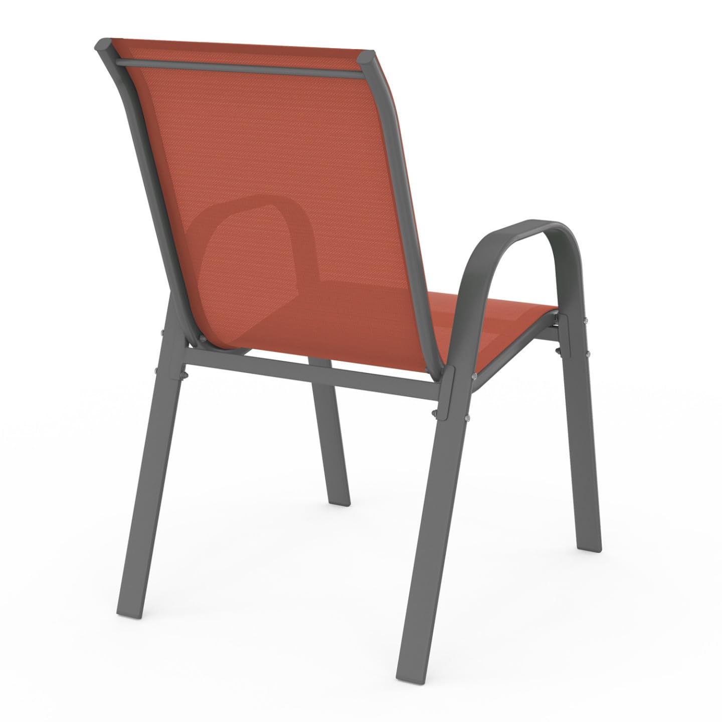 IDMarket - Juego de 6 sillas de jardín LYMA metal y textileno apilables Terracota
