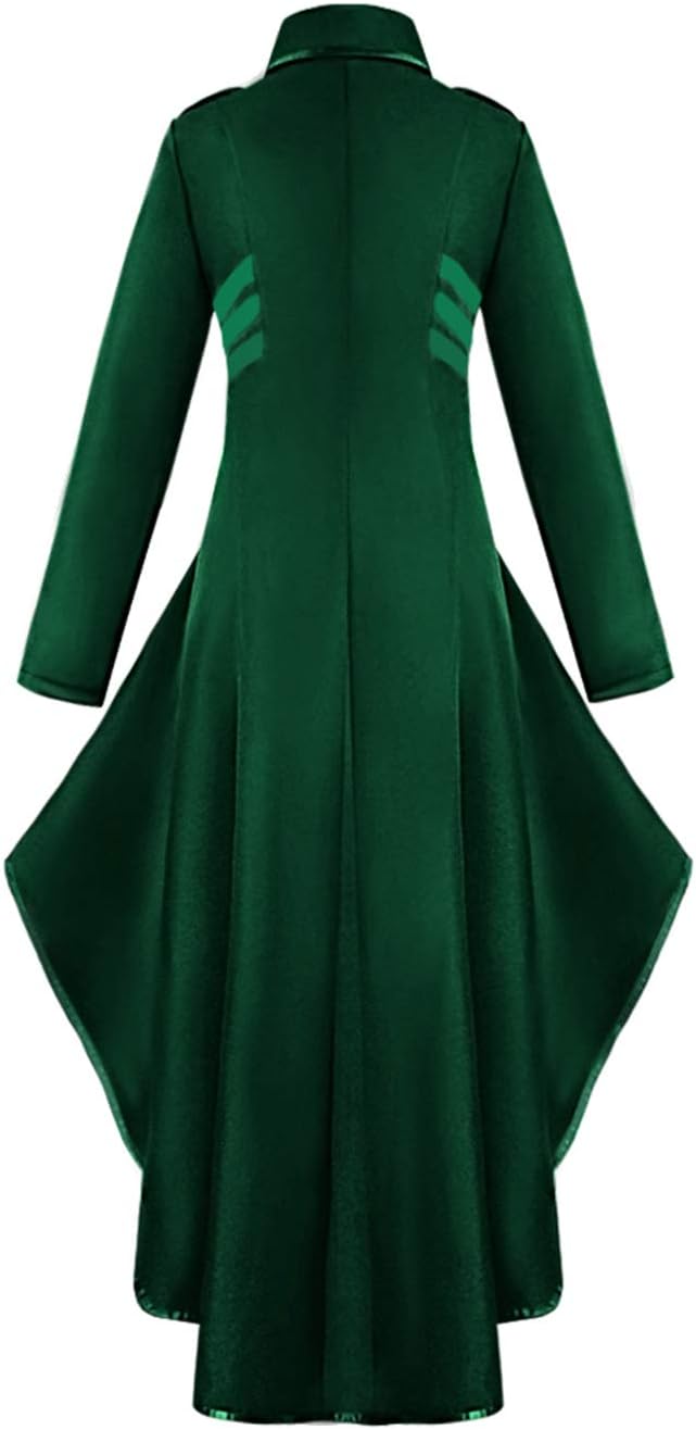 AI'MOURI Gothic Tailcoat Halloween Costumes for Women, Medieval Irregular Hem Steampunk Corset Victorian Tailcoat Jacket(Green,S)