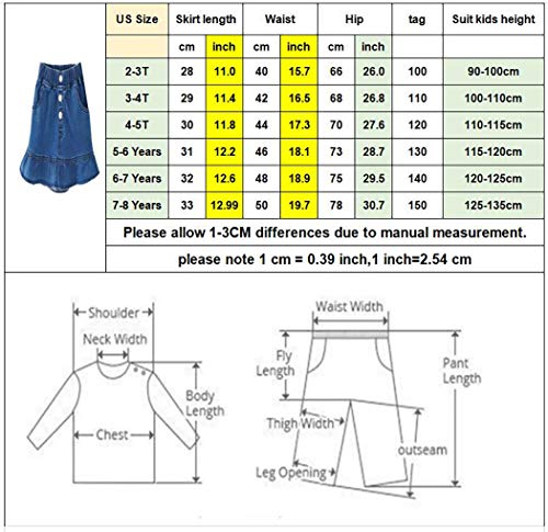 Tibe Pincess Girls Kids Denim Lace Skirt Casual Mini Stretch Waist Flared Plain Pleated Tutu Skirt Blue Size 7-8T #TOP6