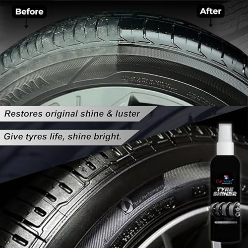 Image of CAR SAAZ Car & Bike Polish Combo | Polish Combo (100 ML Each) | Exterior Body Polish, Leather Vinyl & Dashboard Polish, Upholstery Cleaner, Tyre Shiner with | 4 Applicator Pads