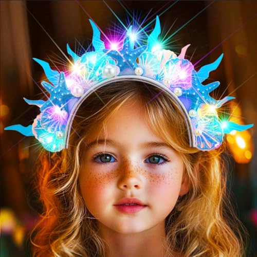 Kilshye Light Up Starfish Headband LED Shell Mermaid Headpiece