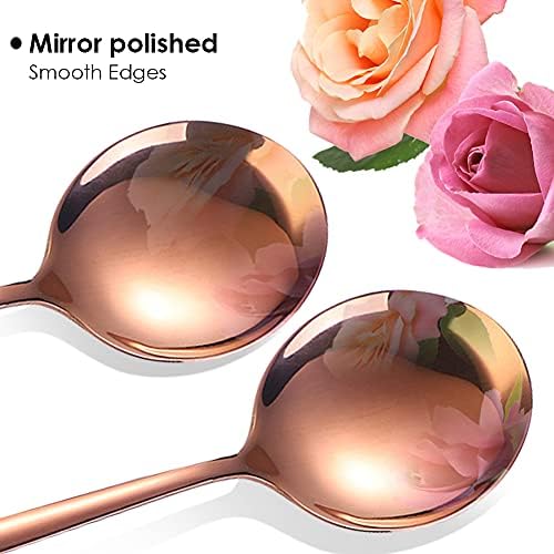 Rose Gold Cutlery Set, 24-Piece Home Safety Stainless Steel Silverware Set, Mirror Polished Flatware Set for 6 Diners, Includes Steak Knives, Forks, Spoons, Teaspoon, Dishwasher Safe, with Gift Box