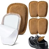 Shyyween 3 Pairs Shoe Tongue Pads Soft Suede Leather Self Adhesive Inserts for Men Women Handmade Elastic Foam Shoe Padding for Solves Loose Shoes Problem(Brown,Size M)