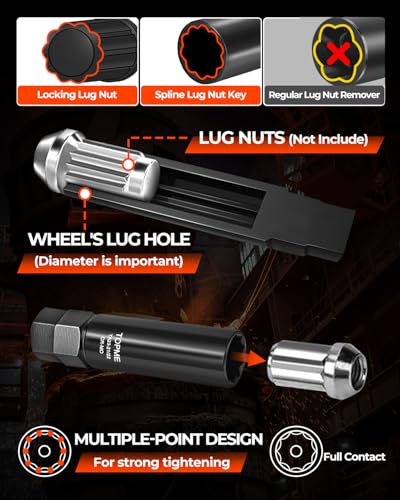 Image of 10 Spline Lug Nut Socket, Compatible with Bimecc 10 Spline Lug key, for Removing 10 Point Lug Nut Key For Truck Large SUV with 13 /16 and 7 /8 Hex Drive, CR-MO (3 Piece Set)