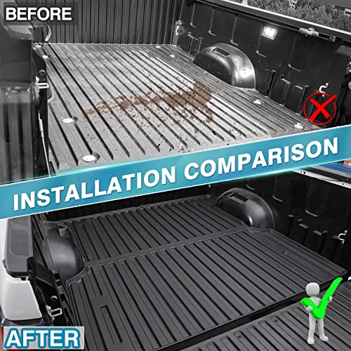 Mixsuper Custom Fit Truck Bed Mat For 2022-2023 Toyota Tundra 5.5Ft Bed, All Weather Truck Rugged Bed Liner Tpe Durable Odorless Black #TOP2