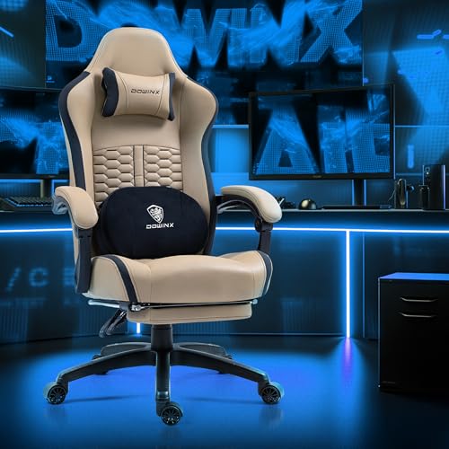 Dowinx Gaming Chair with Heated Massage Lumbar Support, Big and Tall Gaming Chair with Pocket Spring Cushion and Footrest,Ergonomic Gamer Chairs for Adult, 330lbs, Brown - Image 3