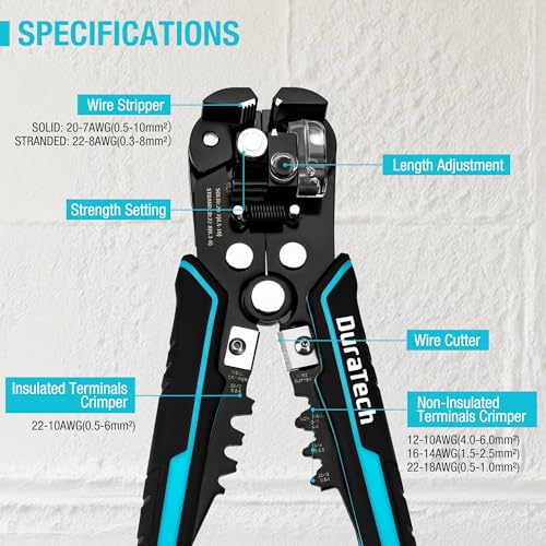 DURATECH Self-Adjusting Wire Stripper/Crimper/Cutter for Electrical Work - Image 3