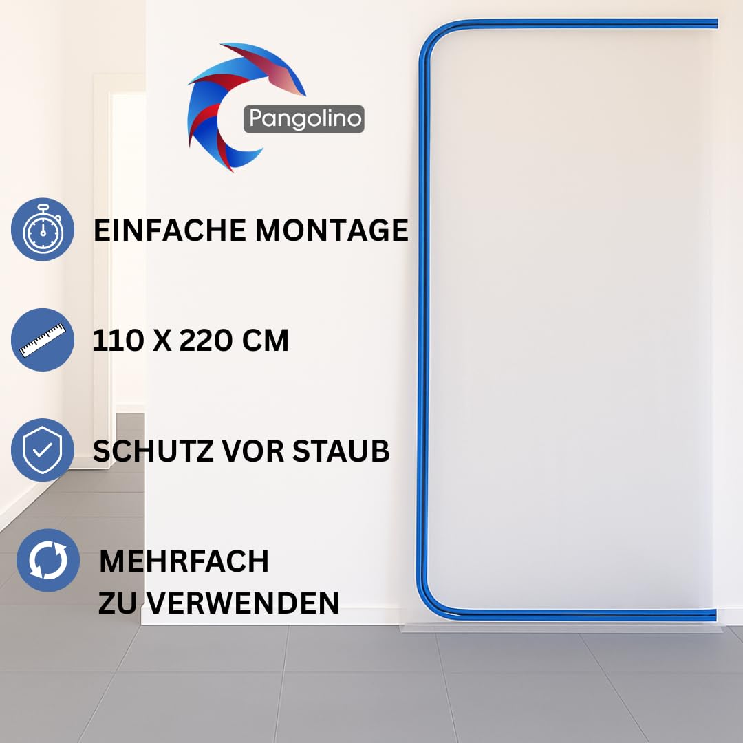 Pangolino Lot de 2 portes anti-poussière en non-tissé (PP) - 2 pièces + 2 bandes crêpées - Pour porte de construction en polypropylène non tissé résistant à la poussière