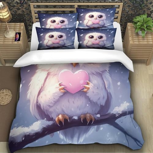 Housse de couette chouette cœur pour déco famille 260x220 - 5