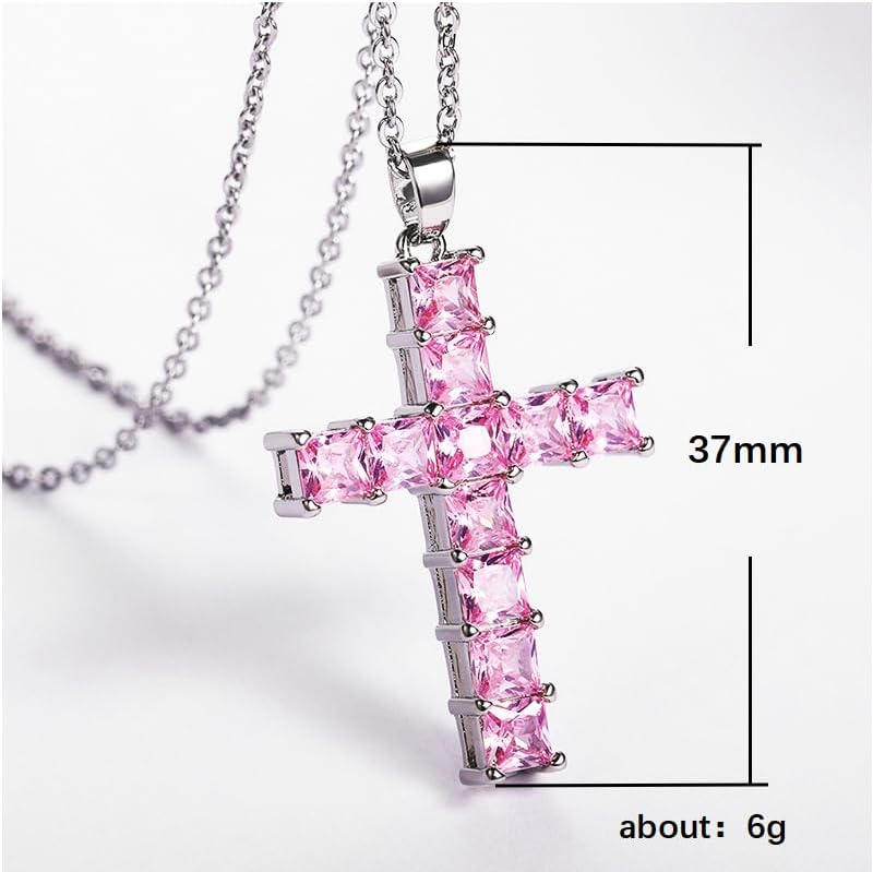 Cross Necklace Silvery Cubic Zirconia Cross Pendant Necklace Gifts for Women/Men - Image 4