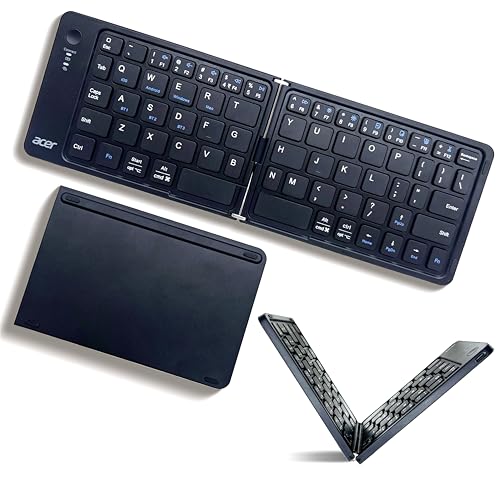 Acer Mini Fold | 67 Keys Compact Foldable Bluetooth Keyboard | BT 5.0 | Rechargeable 180mAh Battery | USB-C Fast Charging | 76H Use | Lightweight 133g | Black | Compatible with Windows/Mac/Android