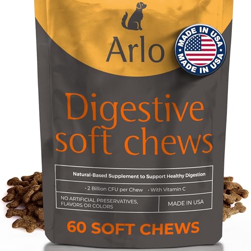 Arlo Pet Dog Digestive Supplement - 60 Soft Chews with Pre and Probiotics, Digestive Enzymes for...