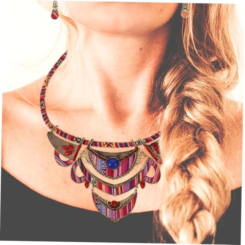 Conjunto de collar y pendientes verdes de resina estilo bohemio nacional 6