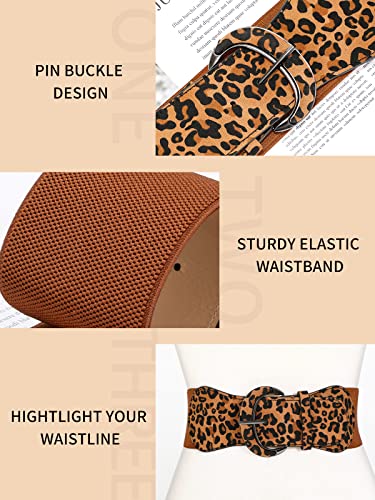 Image of WHIPPY 3 Pack 4 Pack Women Wide Elastic Waist Belt Vintage Stretchy Belt Waistband for Ladies Dresses