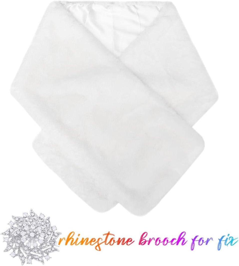 Aukmla Faux Fur Shawl Wedding Fur Wraps and Shawls Bridal Fur Stole Winter Cape Shrug for Brides and Bridesmaids - Image 4