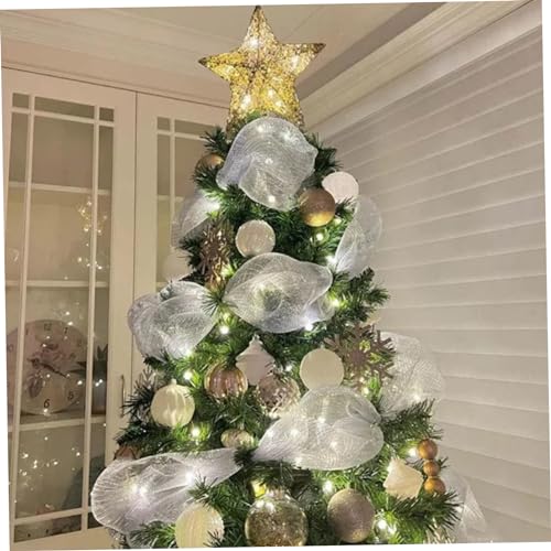 Malla navideña metálica de 3 rollos para manualidades y decoración de árbol en estilo 2 4