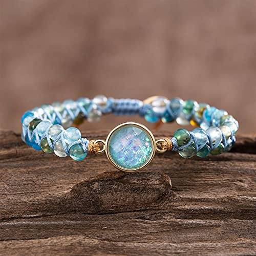Bracelet en pierre naturelle d'opale bleue pour l'harmonie