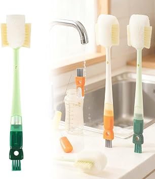 5 in 1 Multifunctional Bottle Cleaning Brush, 2026 New Water Bottle Cleaner Brush with Replaceable Brush Head, Long Handle Multifunctional Cup Bottle Brush Kit for Cup Lid Cleaning Travel Mugs Green