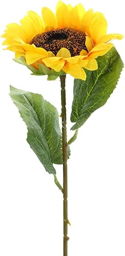 1 ramo de girasoles artificiales amarillos de 19.68 pulgadas con tallos, flores de sol artificiales realistas, ramo de girasoles de seda falsa, para disponible en Yaxa Peru