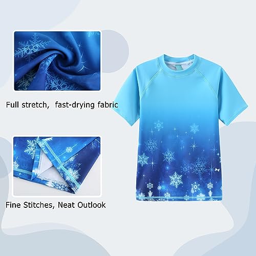 Image of Girls Short Sleeve Rash Guard Swim Shirt Girls Sun Protection Swimsuits Quick Dry Surf Tops Bathing Suits for Girls