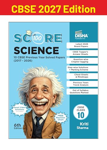 Image of Disha Score 100 Science CBSE Class 10 Previous Year Solved Papers (2017 - 2026) with Revision Charts & Video Solutions 6th Edition | CBSE Class 10 PYQs, Mindmaps, Cheat Sheets, CBQs for 2027 Exam