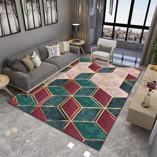 Tapis d'entrée multicolore géométrique moderne 100x160cm lavable