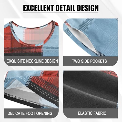 Red and Bule Buffalo Check Plaid Pajama Set Pajamas Sleepwear Nightwear Loungewear Clothes Set B04043374