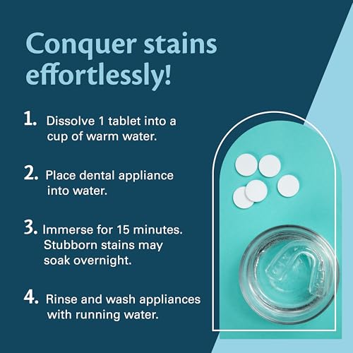 Image of Overnight + Whitening Retainer Cleaner, Remove Stains, Discoloration, and Plaque | 4 Month Supply | Denture Cleanser with Whitening Boost,120 Tablets by M3