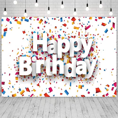 Image of 10x6.5ft Happy Birthday Backdrop Colorful Birthday Photo Photography Background for Kids Adults Birthday Party Banner Decorations Supplies Photo Studio Props