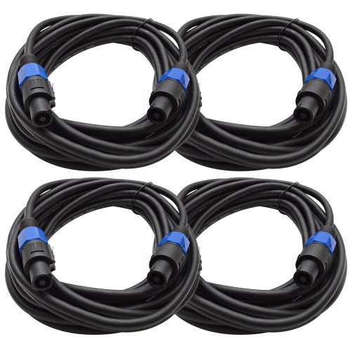 Câble Speakon de 7,6 m en calibre 12 avec lot de 4 cordons haut-parleur robustes