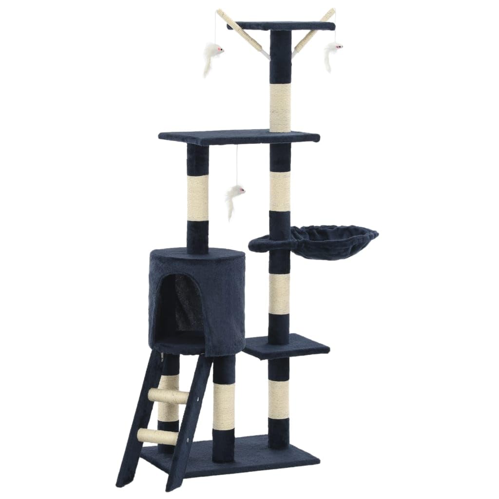 vidaXL Rascador para Gatos Poste Sisal 138 cm Azul Oscuro Árbol Arañar Juguete
