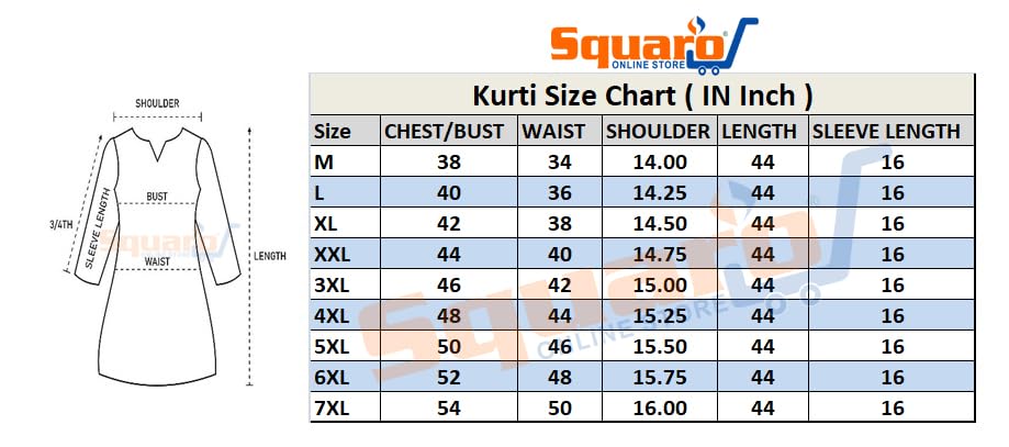 Image of SQUARO Women Embroidery Cotton Rayon Straight Kurta Kurtis for Ladies and Girls