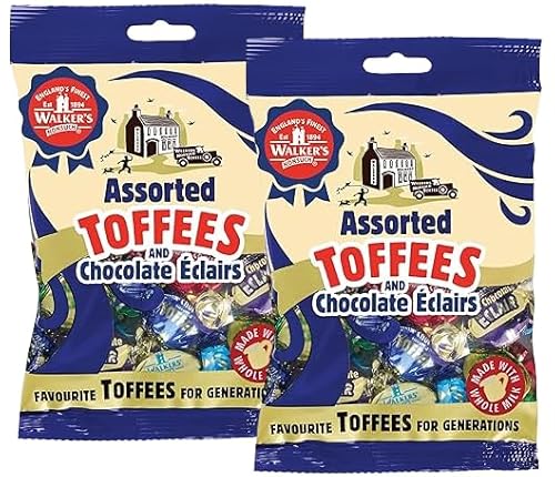 Walkers Nonsuch Assorted Toffees & Chocolate Eclairs – Doppelpack 2 x 150 g – Klassische englische Toffee-Mischung
