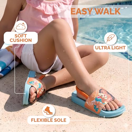 Image of Disney Minnie Mickey Encanto Lightning McQueen Lilo n Stich Sesame Street Little Mermaid Moana Slides Backstrap Slip-On Beach Sandals (Infant /Toddler /Little Kid)