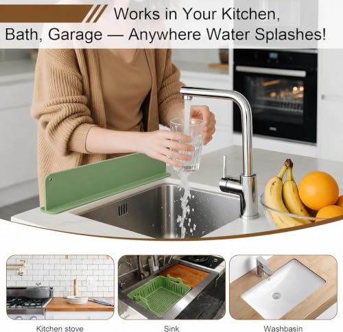 Image of Silicone Sink Splash Guard 48cm - Flexible Sink Water Stopper Strip for Kitchen Slab & Bathroom Basin, Easy to Clean Cut-to-Fit Edge Protector (Buy 2 get 1 Free)