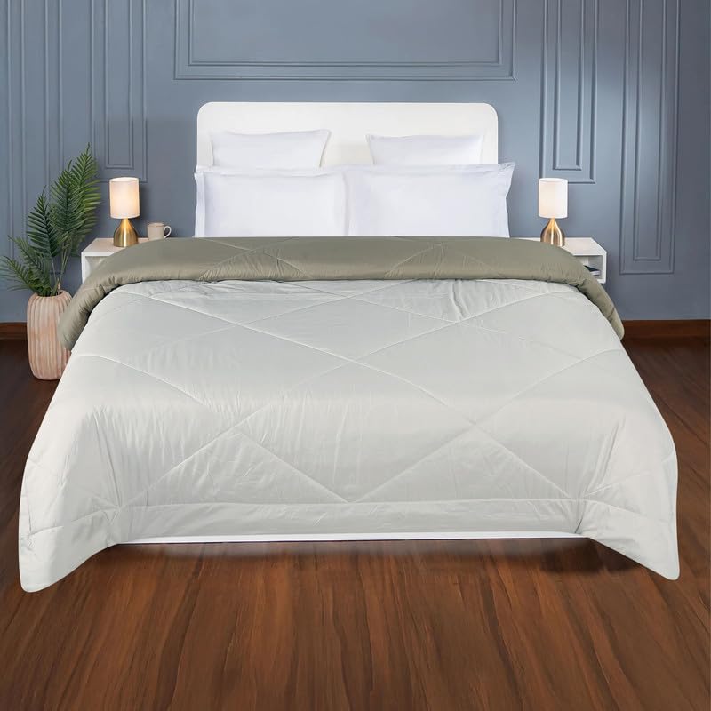 Image of Premium Microfiber Solid Plain Double Bed Comforter | All-Season Reversible AC Blanket for Winter & Summer | Soft & Lightweight Quilt for Double Bed - 220 GSM, Mouse