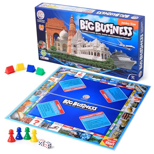 Ratna's Big Business Board Game Jumbo Size (40 x 40 cm) with Plastic Money Coins for 2 to 4 Players, Family Board Games for 7+ Year Old