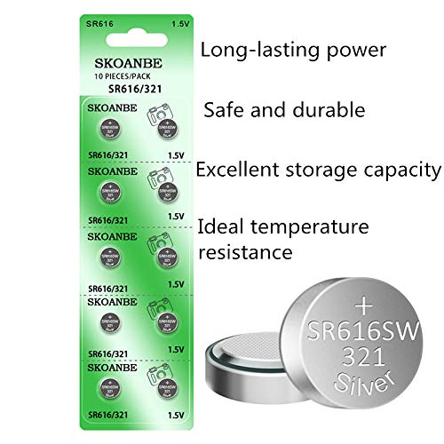 Pilas para Reloj SKOANBE 321 SR616SW 1.5V 10-Pack miniatura 2
