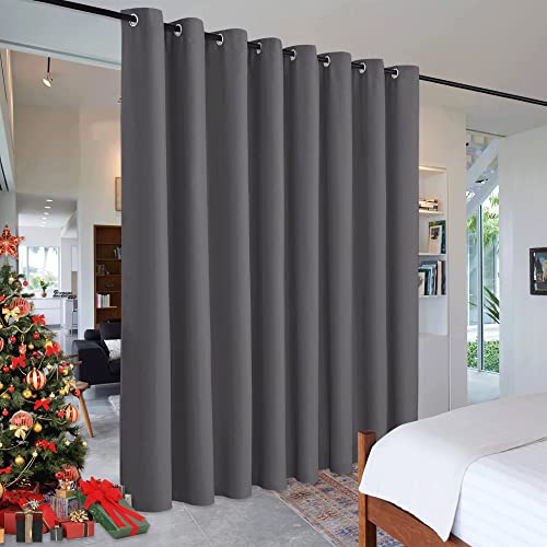Image of RYB HOME Extra Wide Curtains for Divider Room Separation Soundproof Temporary Door Curtains for Bedroom Closet Office Home Theatre Garage Living Room Privacy Drop Cloth, W 180 x L 90 inches, Grey