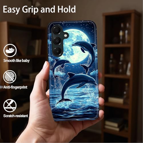 FGDRFGRW Capa projetada para Samsung Galaxy S25 FE, 2 camadas TPU + PC, capa protetora à prova de choque – Golfinho fofo