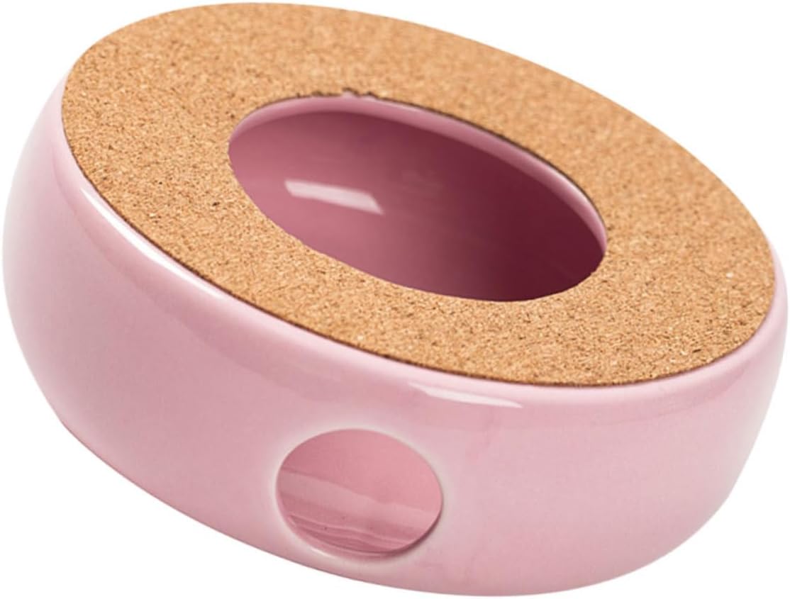 BESTYASH Ceramic Tea Heater Warmer Base for Teapots with Candle Heat Preservation Convenient Pink Porcelain Stove for Daily Tea Brewing and Heating