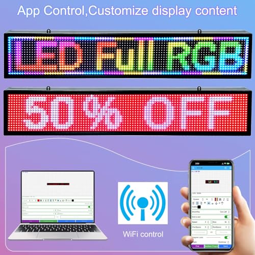 Image of P10 Programmable Scrolling Led Sign Outdoor Signs For Businesse Custom Message Board Digita Display Advertising Screen Bar Word Light Wifi Control High Brightness Neon Sign 39 inchX8 inch
