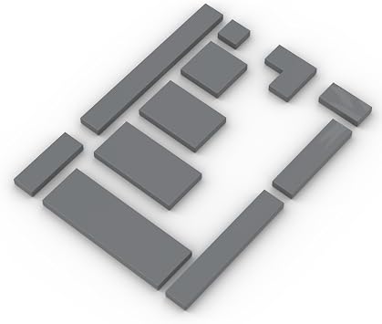 100 Piece Bulk Dark Bluish Gray Building Tiles Assorted Pack, Flat Bricks