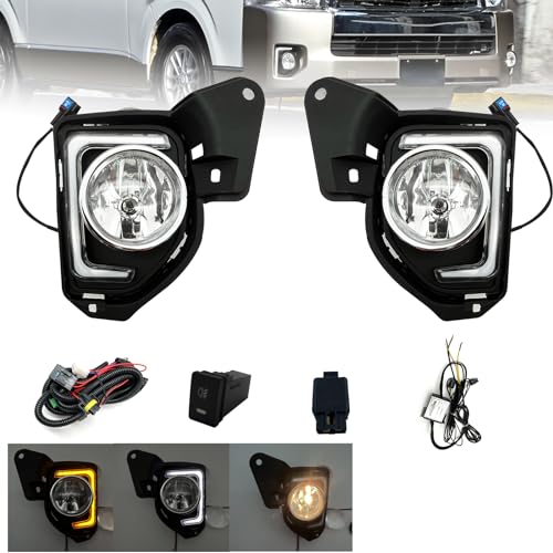 Fog Light with DRL & Turn Signal Fit for Toyota Hiace 2014 2015 2016 2017 2018 with Halogen Lamps Kit