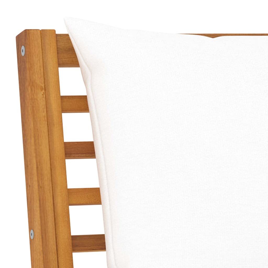 vidaXL Salon de Jardin 4 pcs avec Coussin Mobilier de Patio Mobilier de Jardin Meubles d'Extérieur Meubles de Terrasse Crème Bois d'Acacia Massif